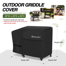Porch Shield griddle cover fitment on Blackstone 28 with single shelf ensures snug fit