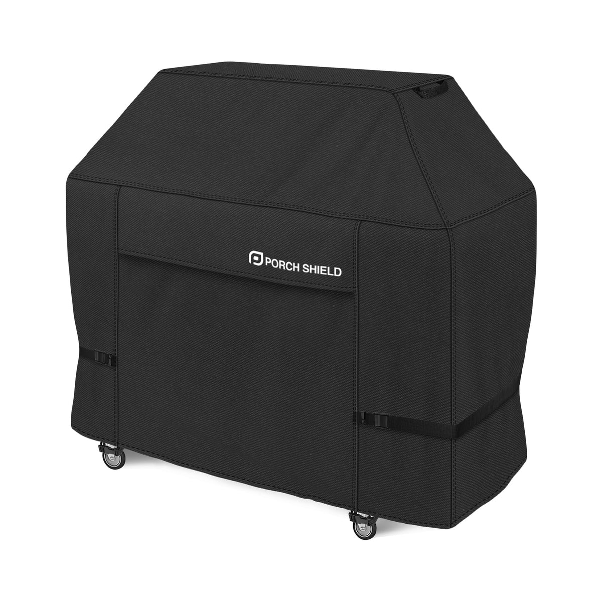 Porch Shield grill cover front view, showing a wide fit for outdoor grills.