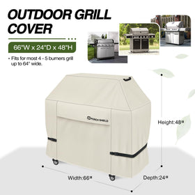 Porch Shield grill cover side view shows full coverage and weatherproof protection for outdoor kitchens