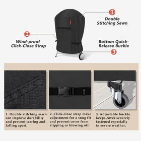 Porch Shield bottom buckle straps help secure cover against gusts.