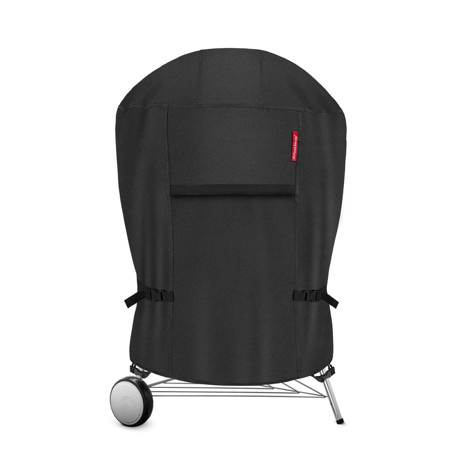 Porch Shield kettle grill cover front view protects a 26-inch kettle from rain and sun.