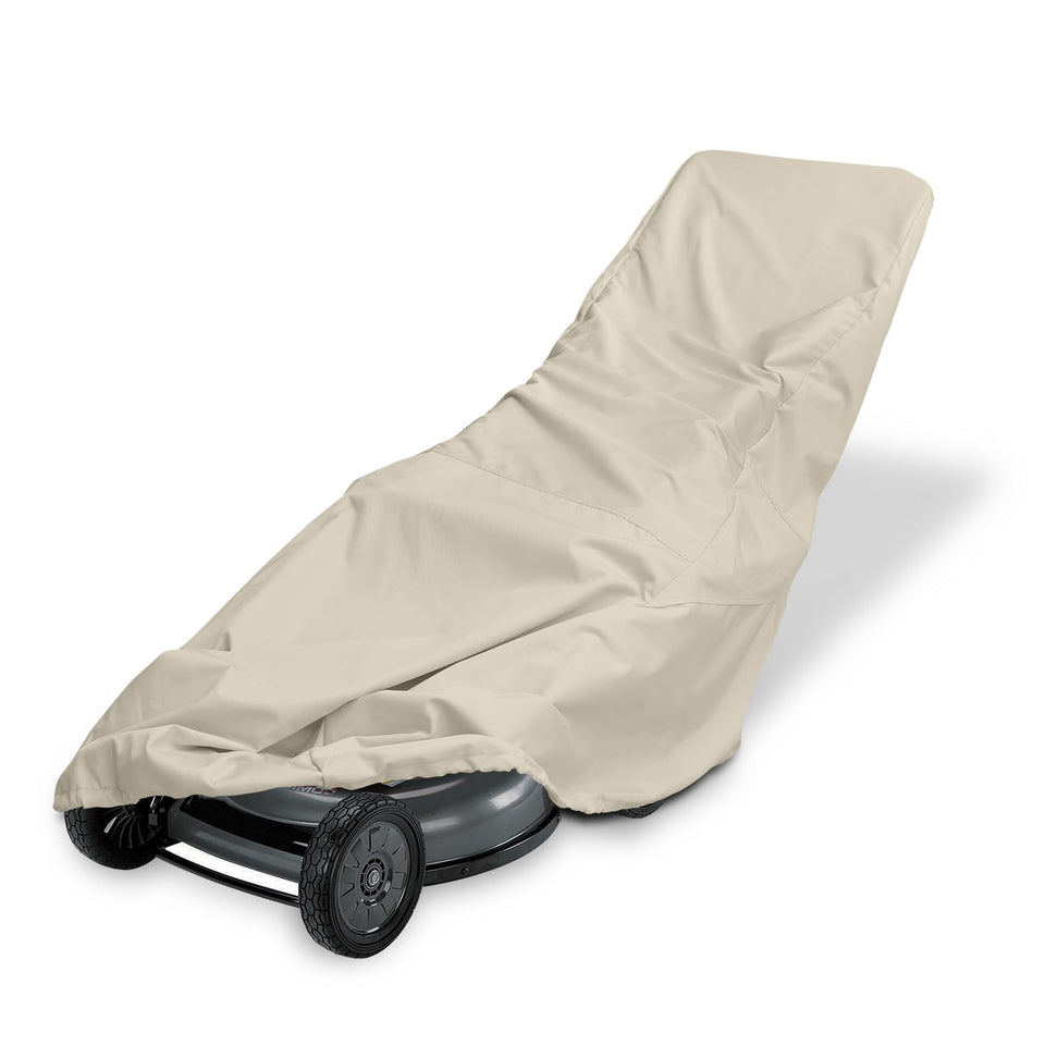 Porch Shield lawn mower cover with universal fit protects against rain and dust.