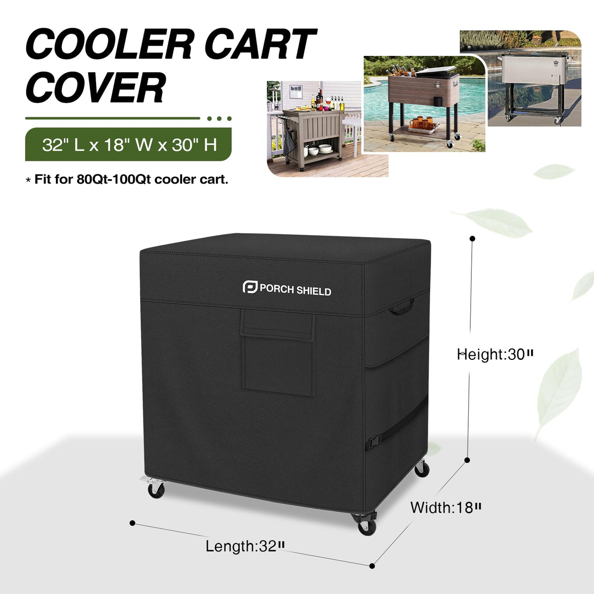 Porch Shield outdoor cooler cart protection shields against sun and dust