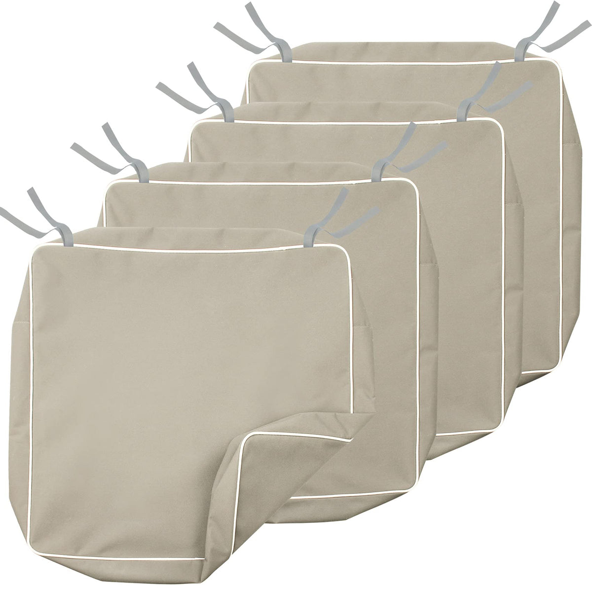 Porch Shield beige cushion slipcover front view showing weather-ready fabric.