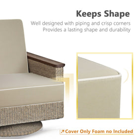 Porch Shield slipcover with fade-resistant print maintains color outdoors.