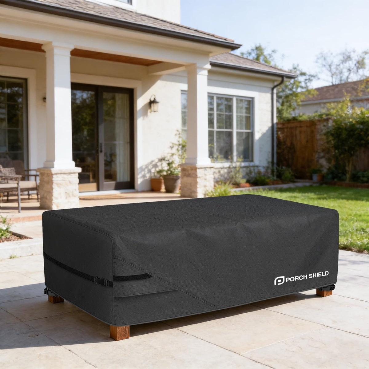 Porch Shield easy-grip handles simplify on and off coverage