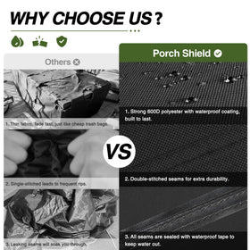 Porch Shield cover fits rectangular coffee tables up to 42 by 24 inches