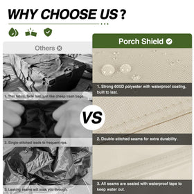 Porch Shield sealed seams demonstrating durability against wind and rain