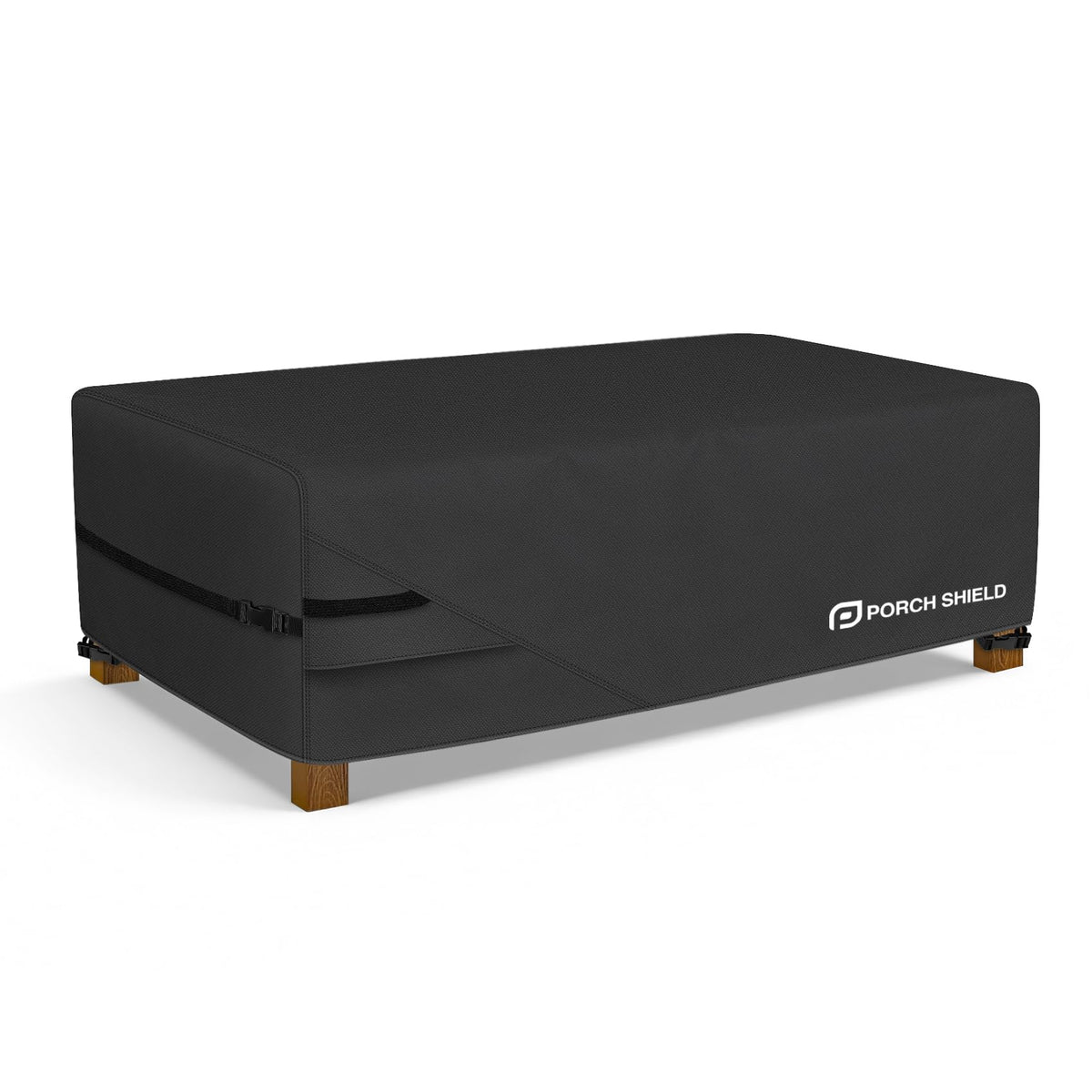 Porch Shield patio coffee table cover protects a rectangular table outdoors with waterproof material