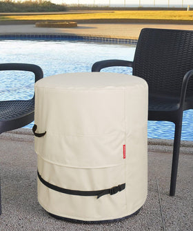 Porch Shield bottom strap secures cover during strong winds