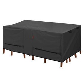 Porch Shield patio table cover protecting a rectangular table up to 86 by 44 inches from weather