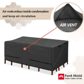 Porch Shield air vents reduce condensation inside the cover.