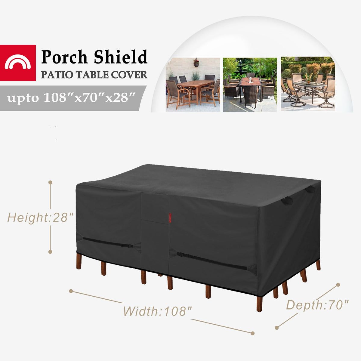 Porch Shield side view demonstrates a secure, wind-resistant fit.