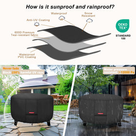 Porch Shield round fire bowl cover fits most brands and 56-inch pits