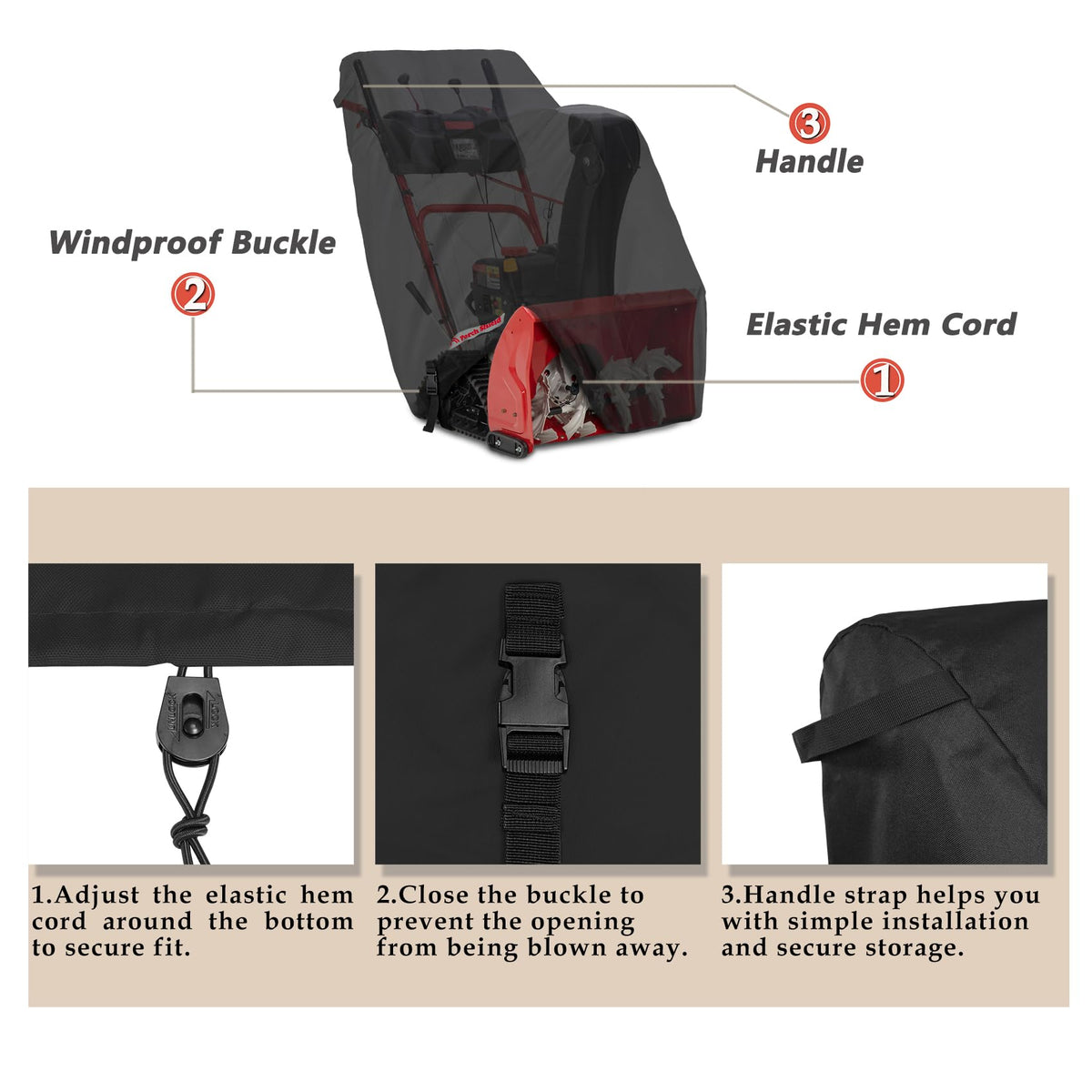 Porch Shield snow blower cover rear vent reduces condensation