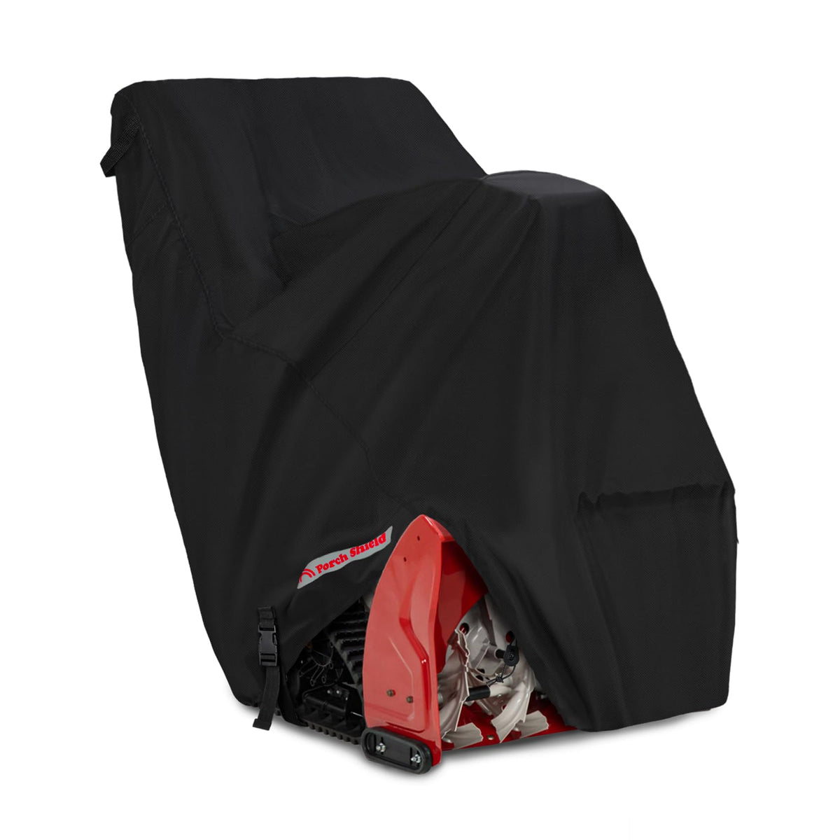 Porch Shield snow blower cover back view protects against rain and snow