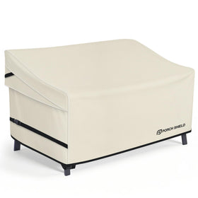 Porch Shield 2-Seater Sofa Cover front view showing snug fit.