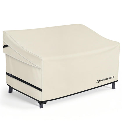 Porch Shield 2-Seater Sofa Cover front view showing snug fit.