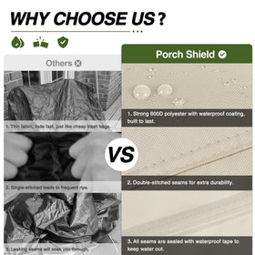 Porch Shield adjustable click-close straps secure the cover in place.