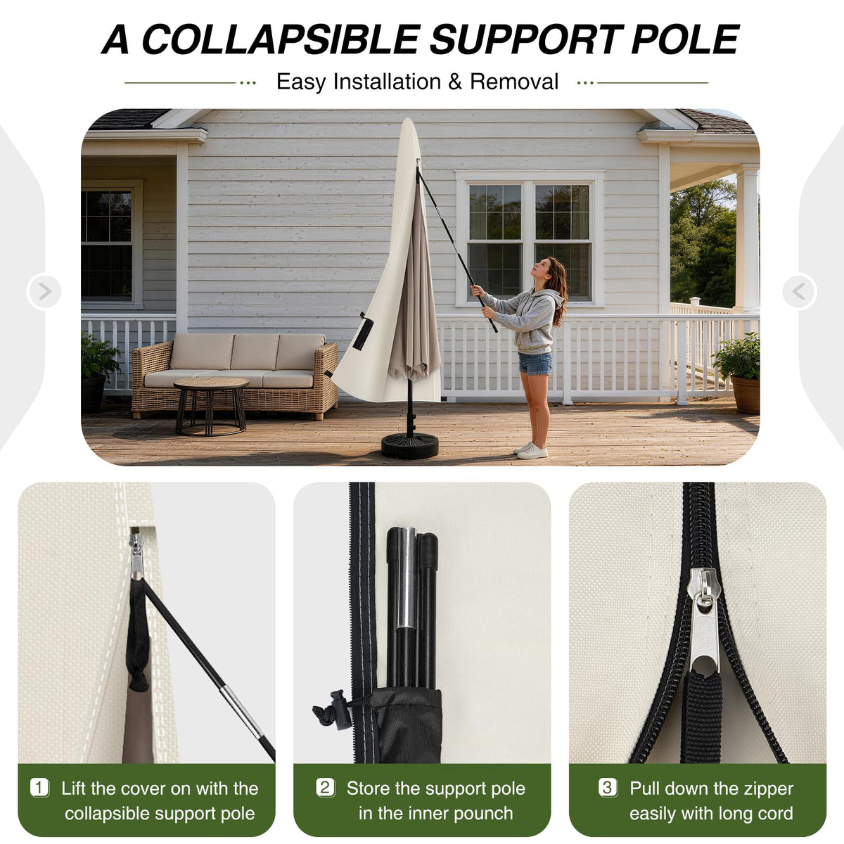 Porch Shield top air vent prevents condensation inside.