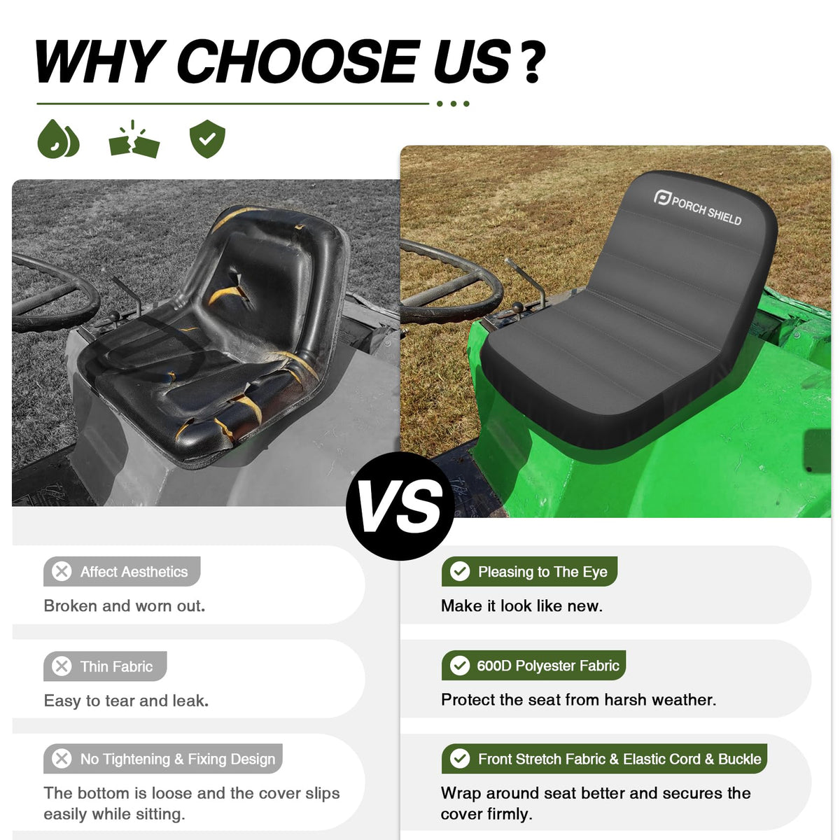 Porch Shield non-skid buckle keeps the cover secure during use.