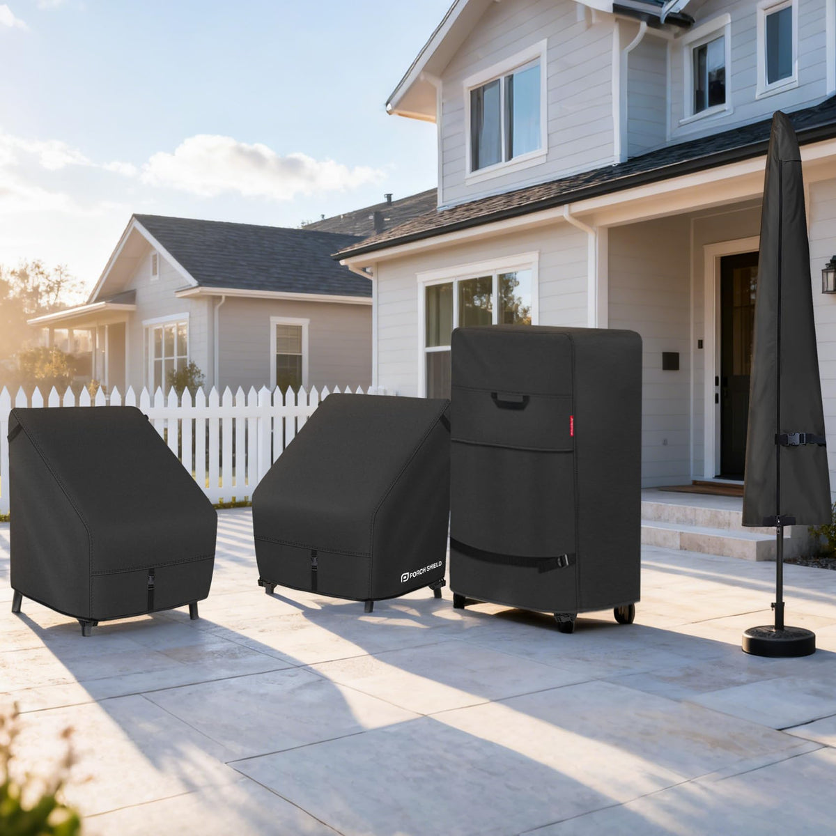 Porch Shield two-pack saves space and value for outdoor setup.