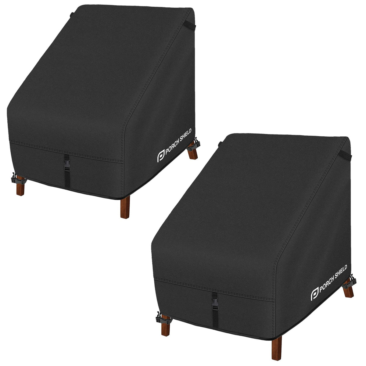 Porch Shield Adirondack cover front view shows weatherproof protection for an outdoor chair.