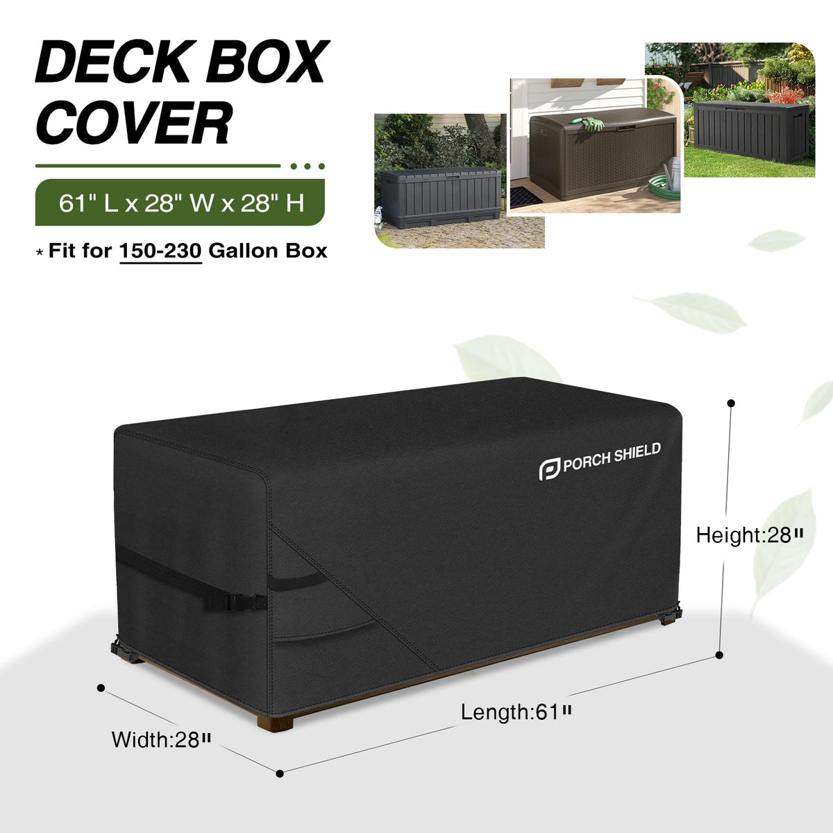 Porch Shield waterproof material close-up highlights durable weather protection for outdoor boxes