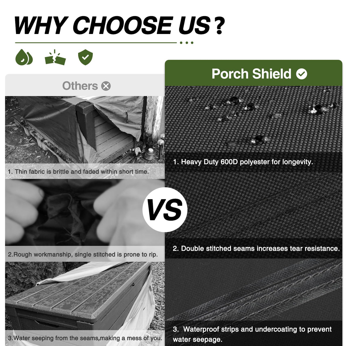 Porch Shield windproof straps and buckles keep the cover secure in breezy weather