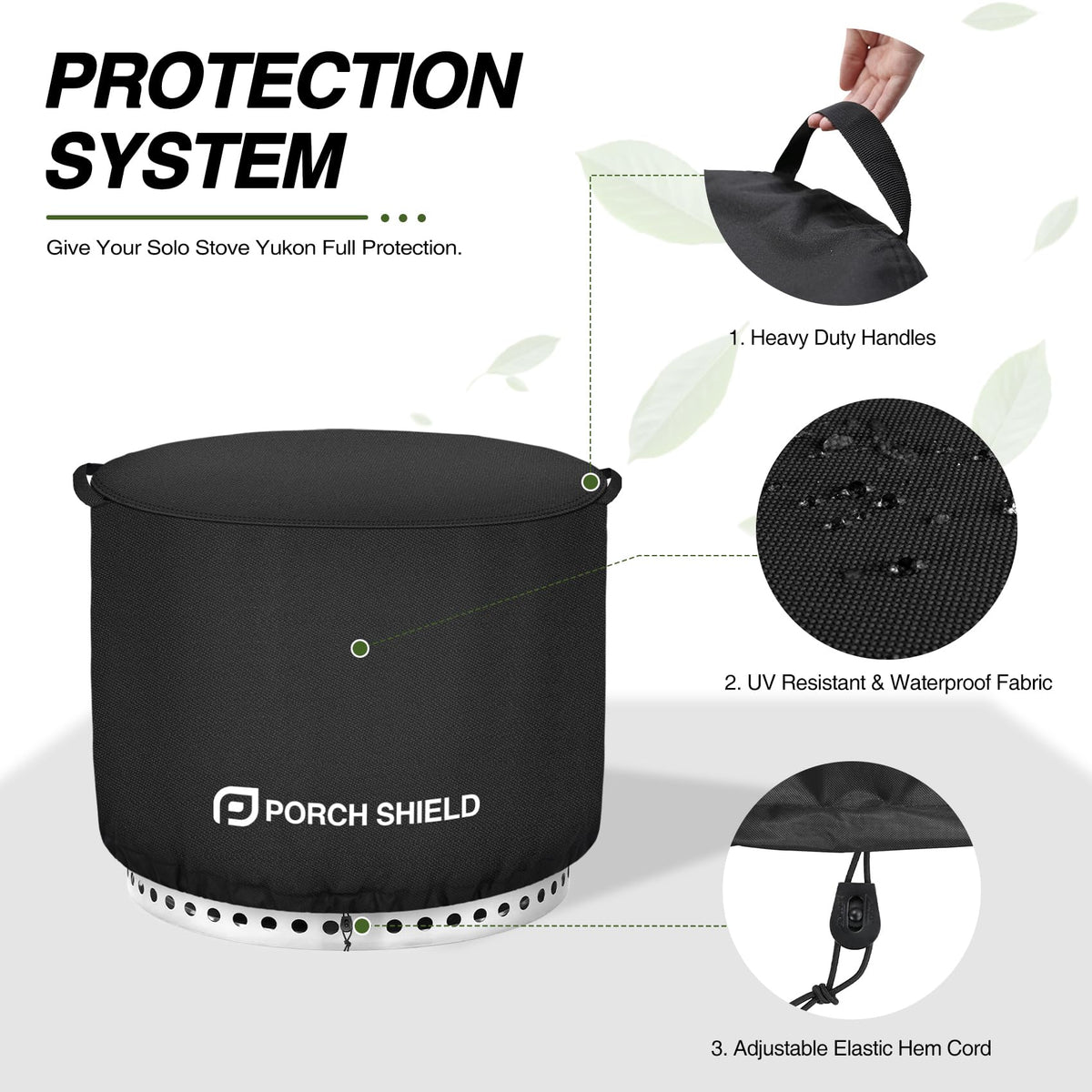Porch Shield Yukon cover with double-stitched seams for durability.