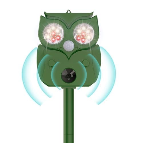 Porfisei Ultrasonic garden device deters deer and squirrels outdoors
