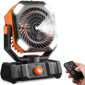 Porikg portable misting fan front view, compact desk cooling.
