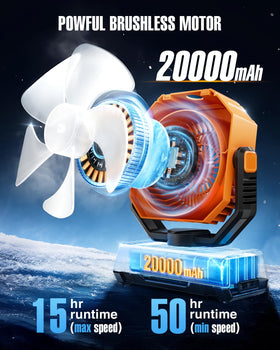 Porikg portable misting fan led-lantern, ambient lighting outdoors.