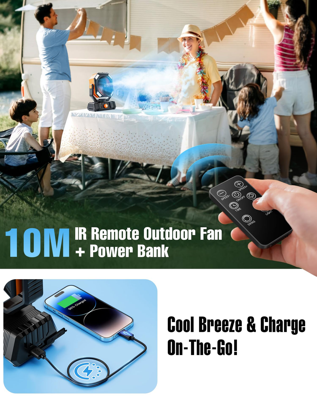 Porikg portable misting fan water-tank-250ml, easy refill.