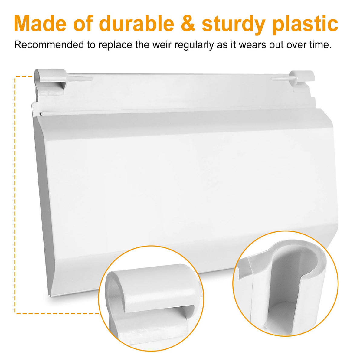 Porscan skimmer door weir flap installation guide image illustrates simple setup steps.