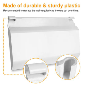 Porscan skimmer door weir flap installation guide image illustrates simple setup steps.
