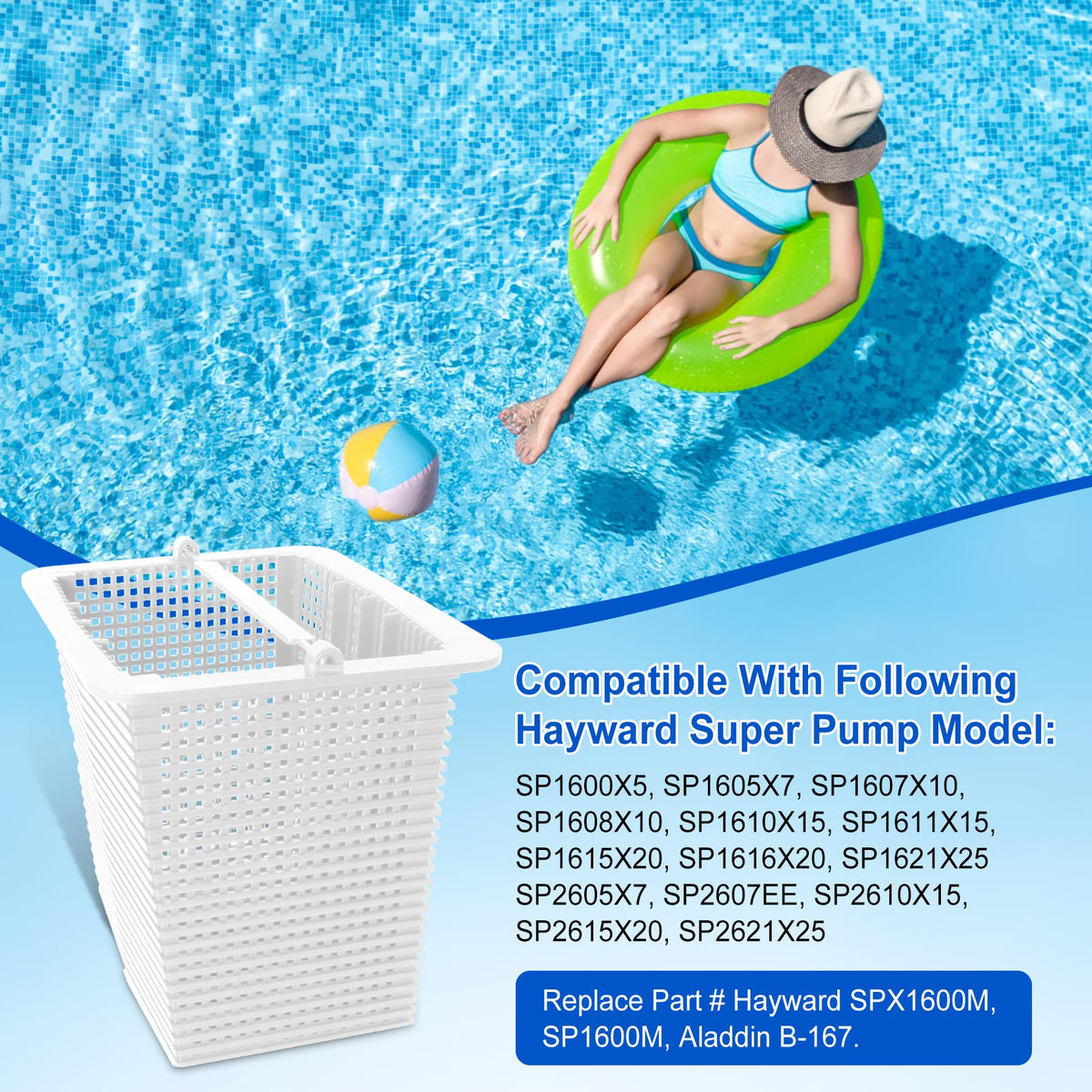 Porscan SPX1600M skimmer basket in a pool system demonstrates debris filtration in action.