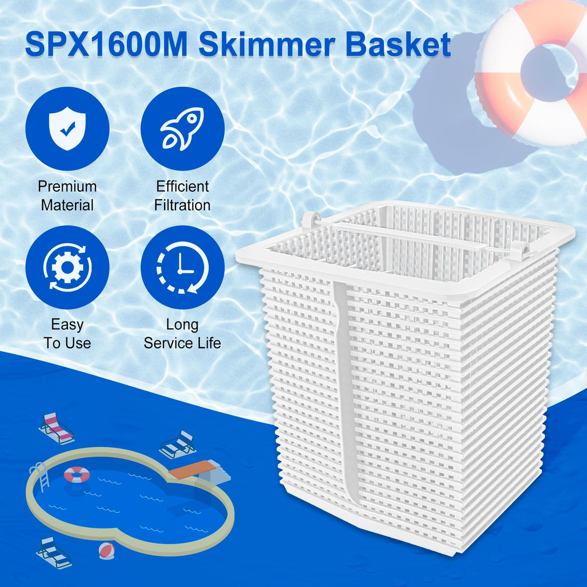 Porscan SPX1600M compatible basket label indicates Hayward SP models compatibility for DIY upgrade.