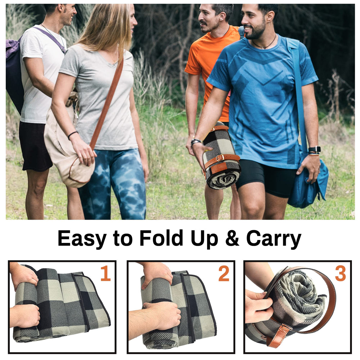 PortableAnd Picnic Blanket sandproof surface protects from sand and dirt.