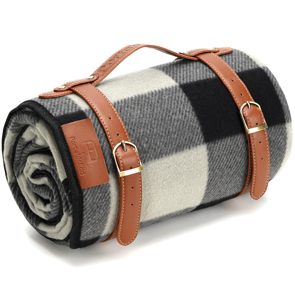 PortableAnd Picnic Blanket top view shows large soft fleece surface for outdoor dining.
