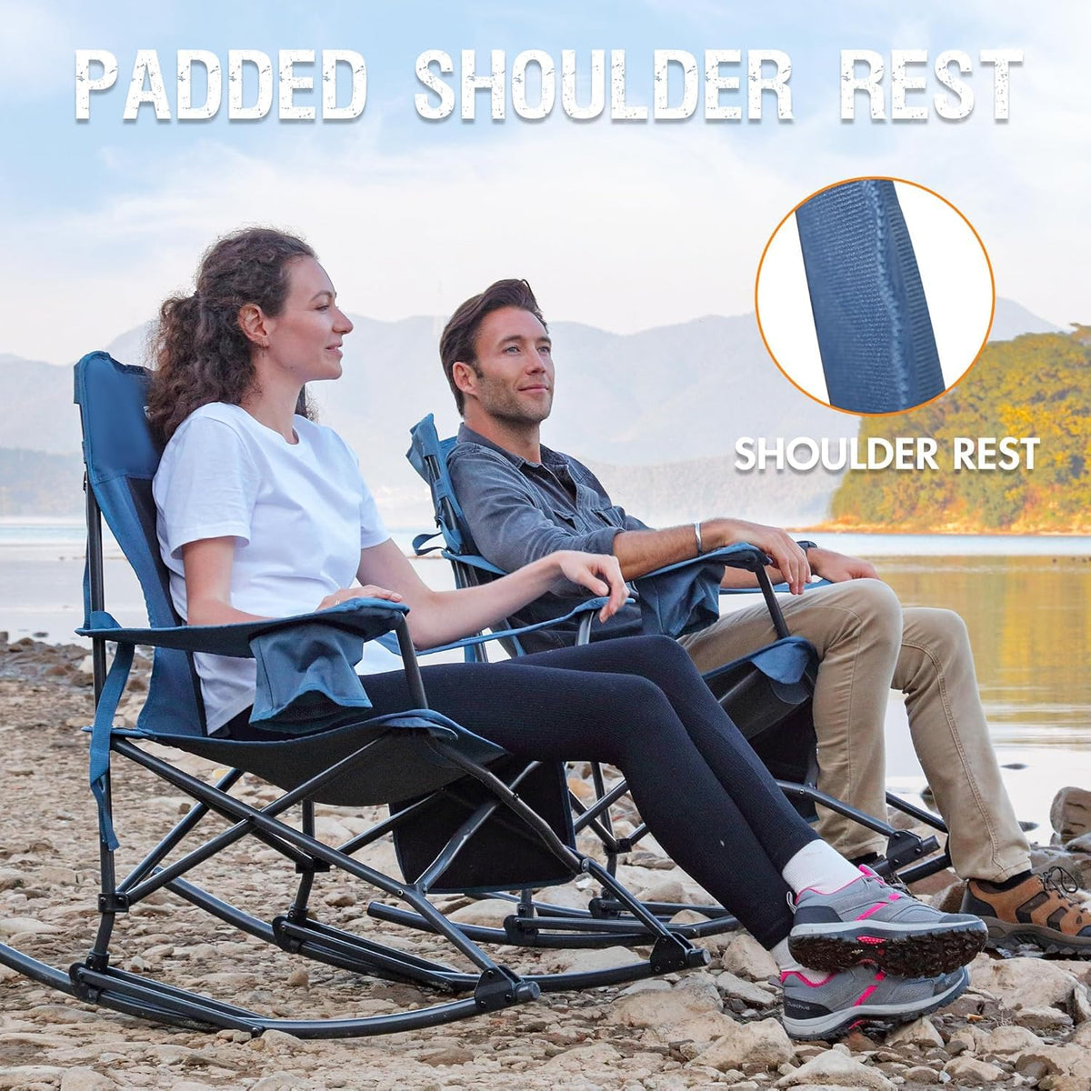Portal folding camping rocking chair, folded design for compact portability.