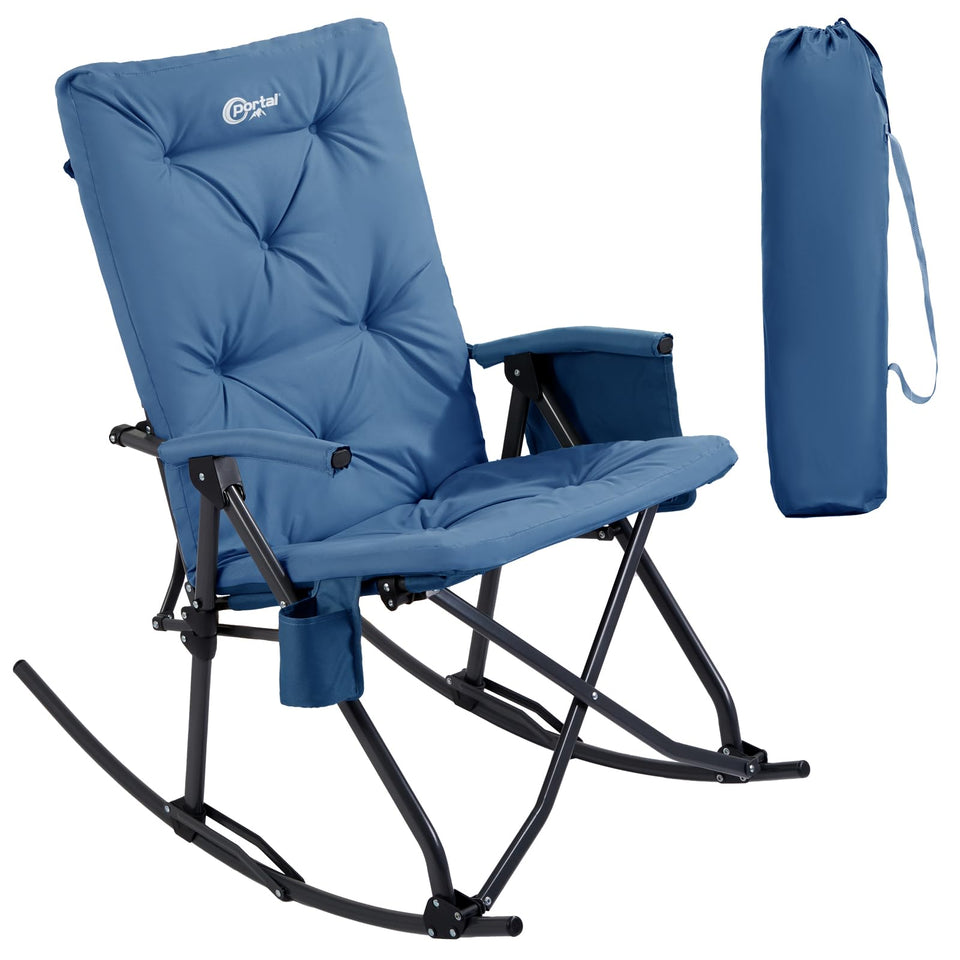 Portal folding rocking chair open view with wide seat for comfort