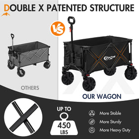 Portal Heavy-Duty Folding Wagon with 360 front wheels delivers effortless steering.