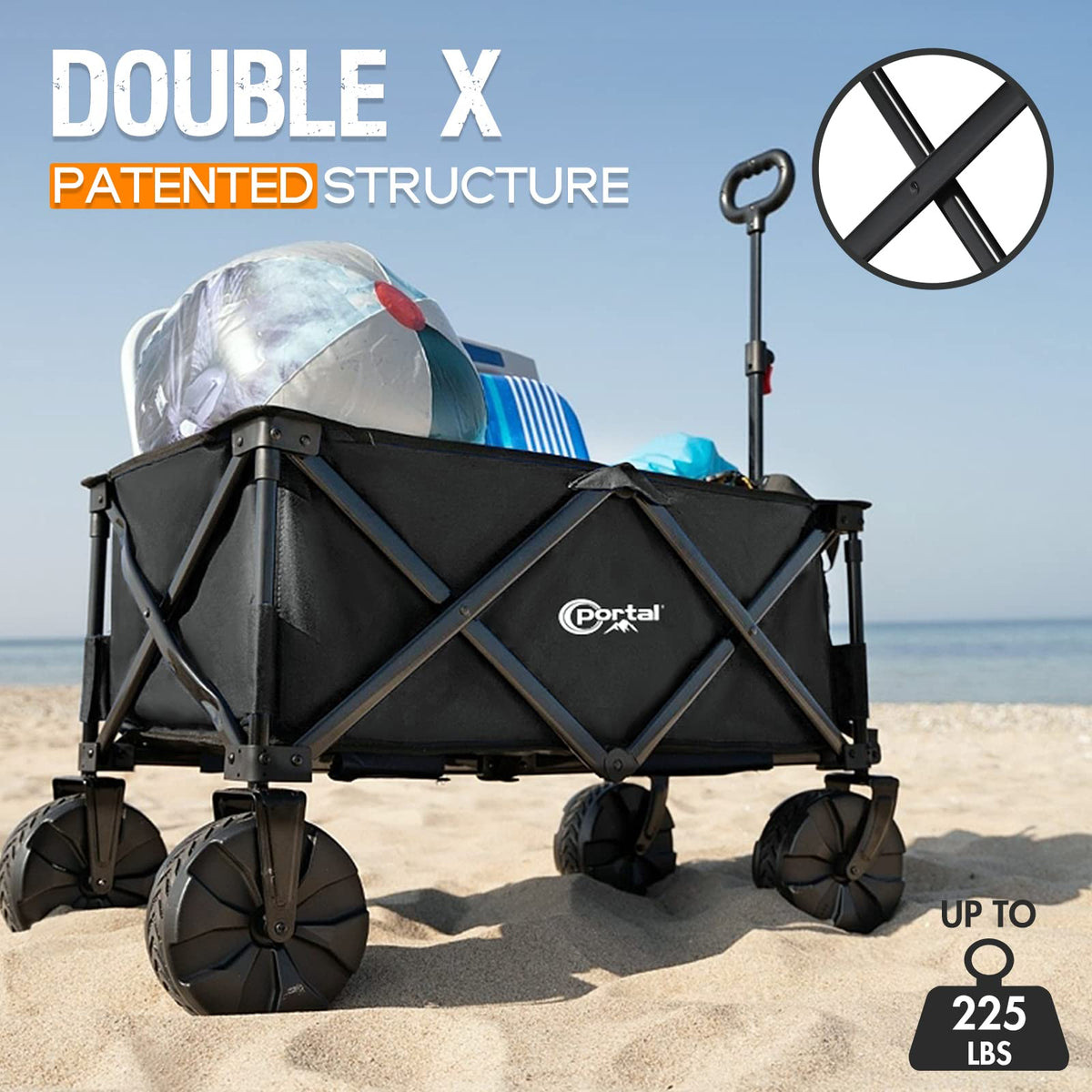 Portal Heavy-Duty Folding Wagon featuring 600D fabric is easy to wipe clean.