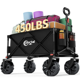 Portal Heavy-Duty Folding Wagon with beach wheels enables sand transport.