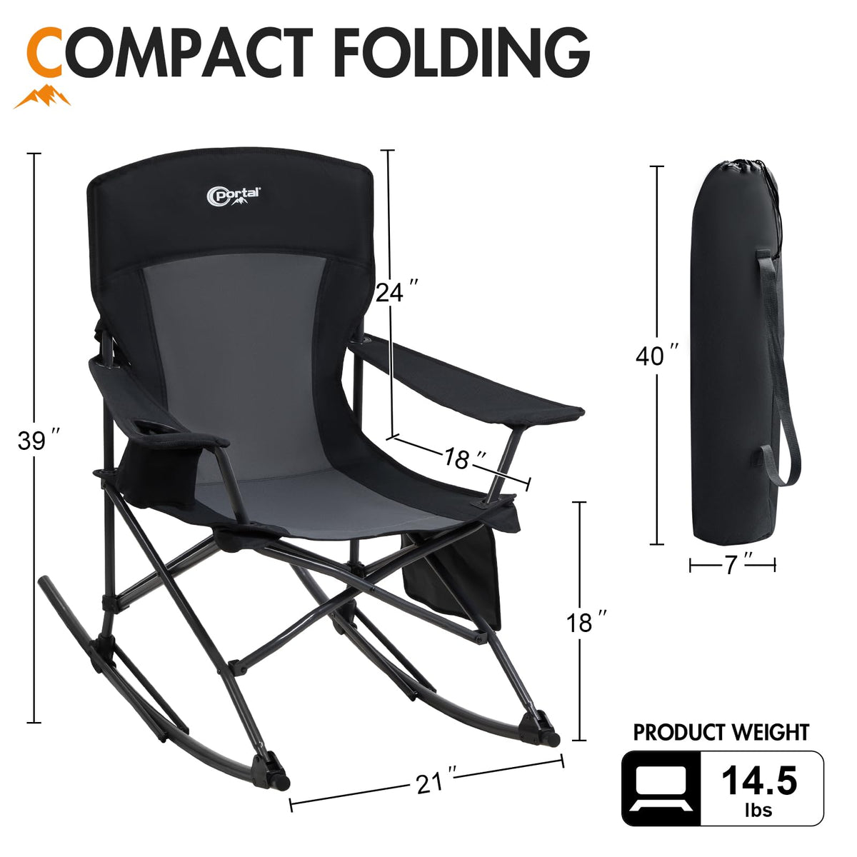 Portal Outdoor Rocking Chair lightweight design for effortless carrying