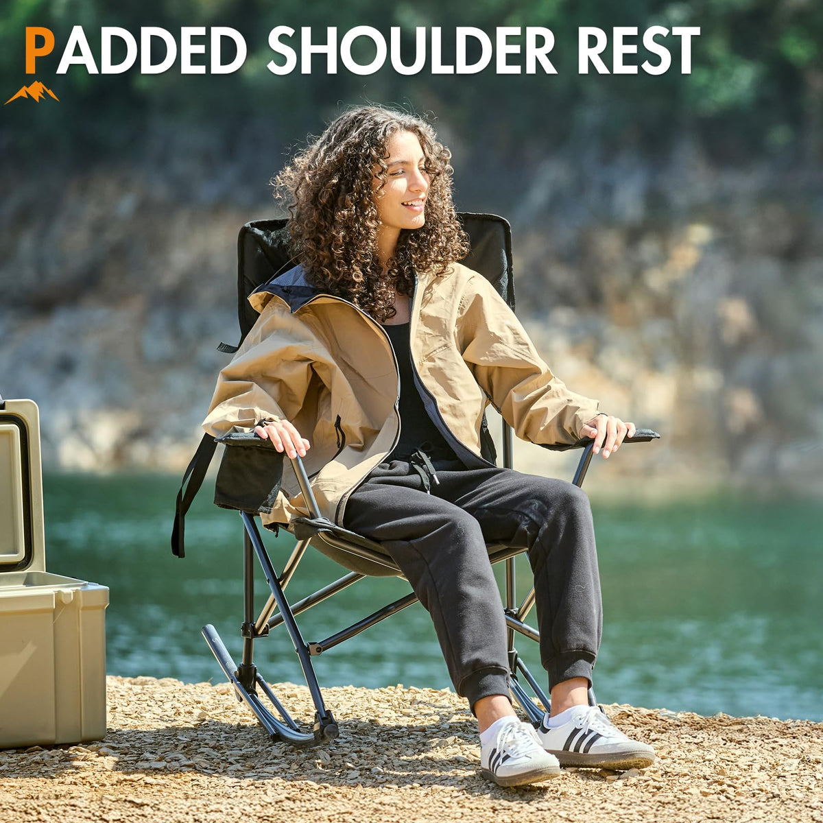 Portal Outdoor Rocking Chair steel frame delivers sturdy outdoor support