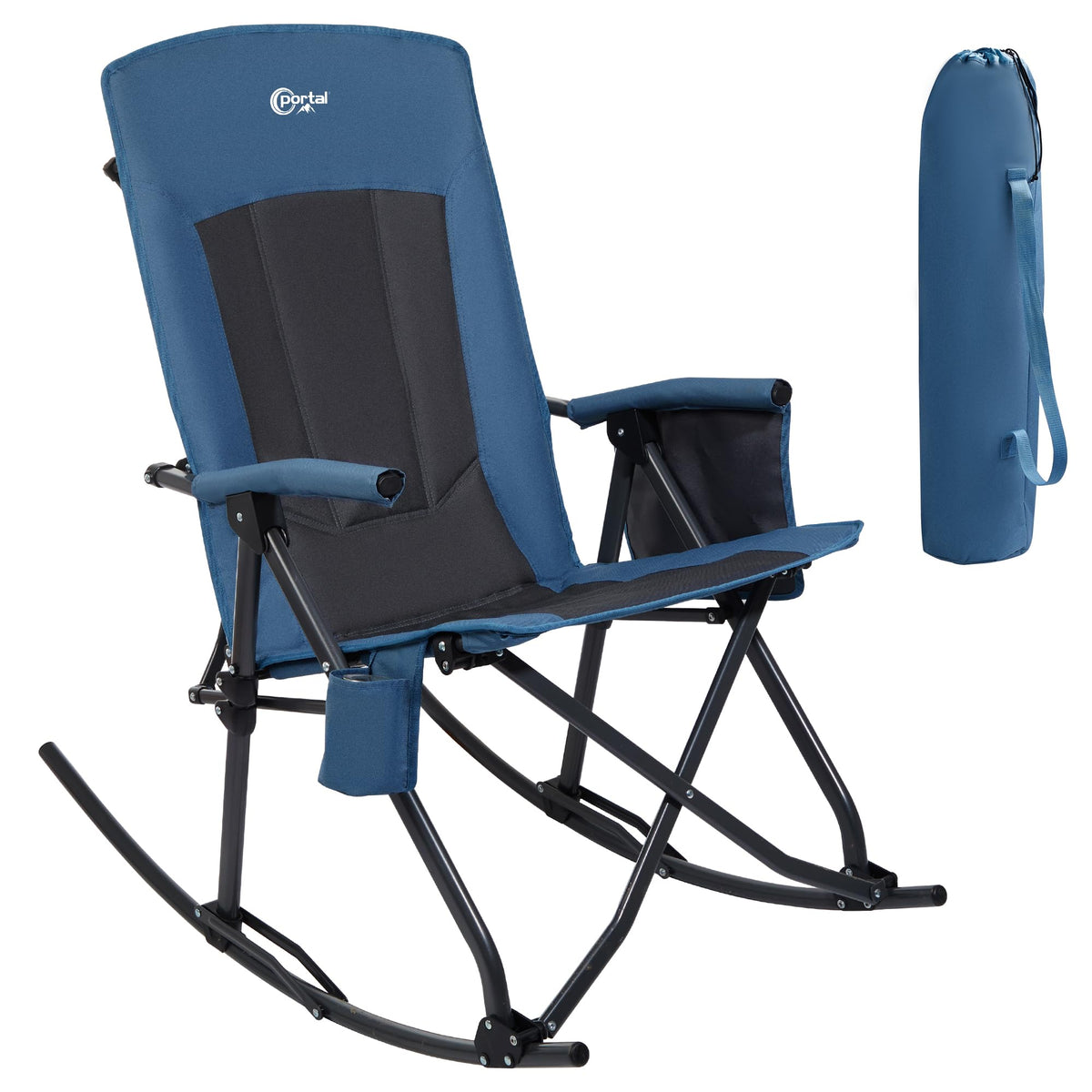 Portal oversized folding rocking chair for outdoor use with extra comfort and stability.