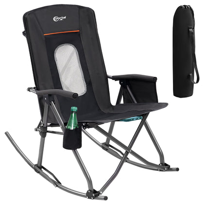 Portal oversized rocking chair backrest provides full support outdoors.