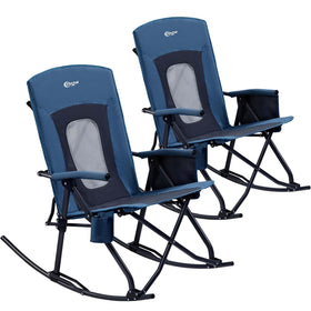 Portal oversized rocking chair in a camping scene offers roomy seating and relaxed rocking.